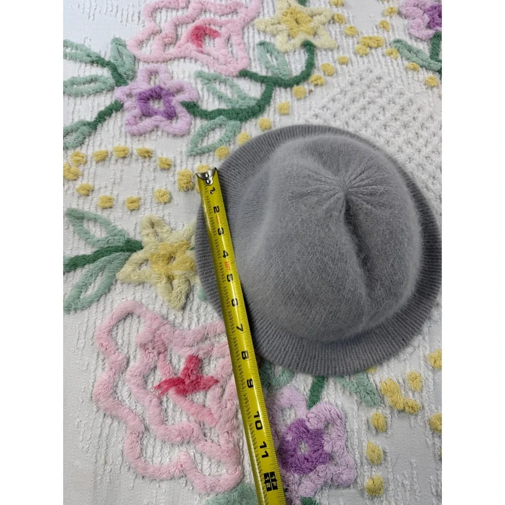 Angora‎ Blend Beanie Hat Grey Soft Warm Cozy Winter One Size